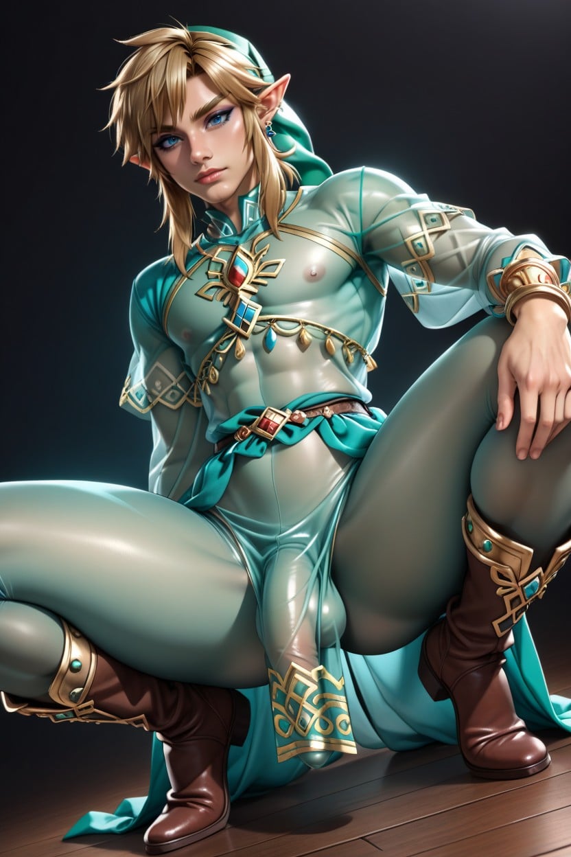 Gerudo Clothes, Bright Blue Eyes, Well Rendered Shemale AI Porn