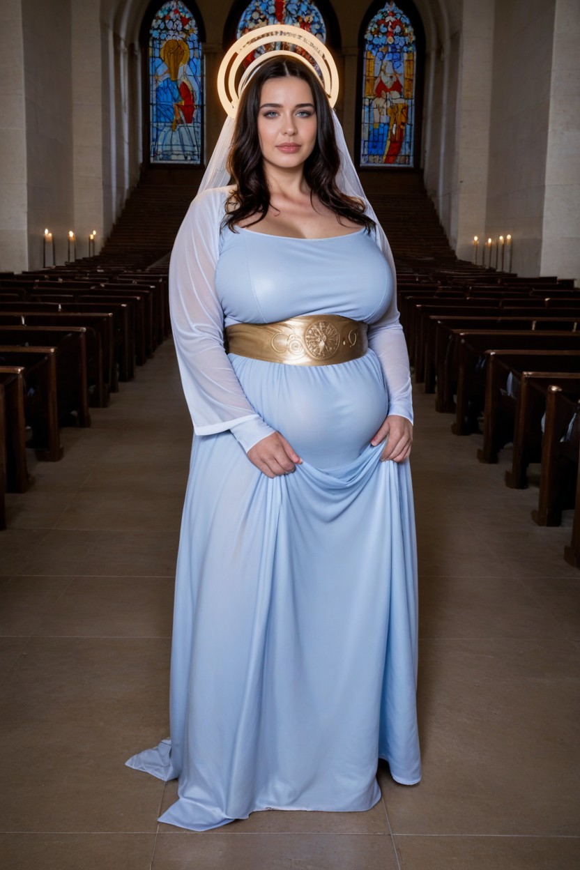 Golden Halo, Cosplay, Covered Clothed Belly Fat AI Porn