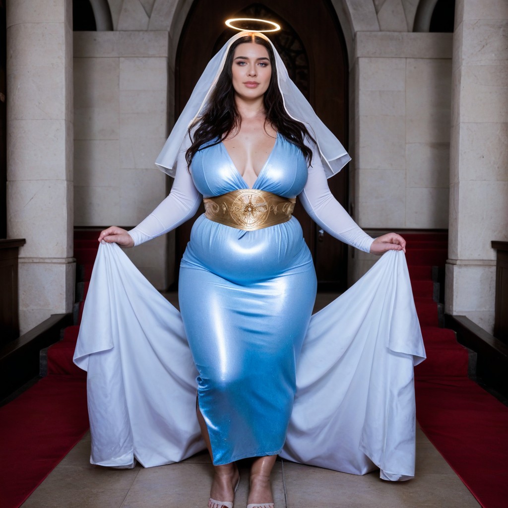 Blue Robe, Brunette Polynesian Cosplay Step Gothel, Covered Clothed Pubic AI Porn