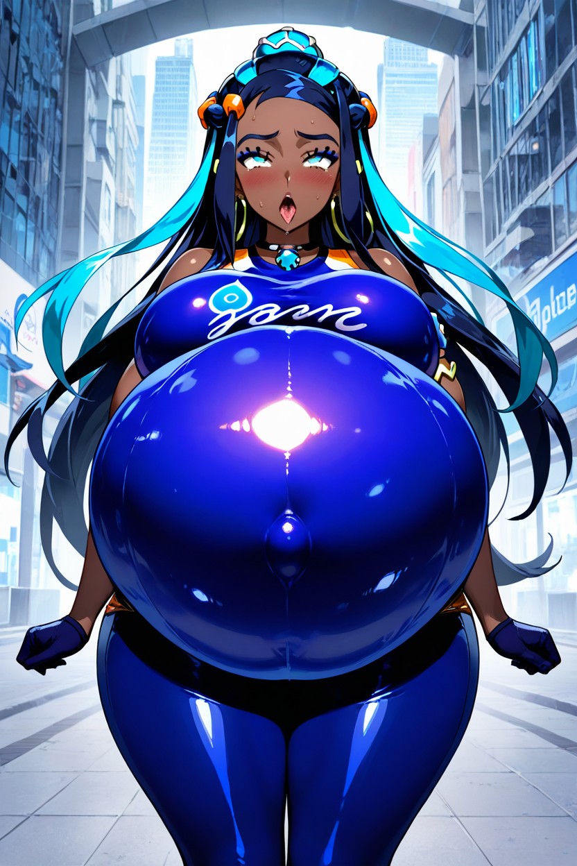 Long Hair, Deep Blue Skin, Naked Body AI Porn