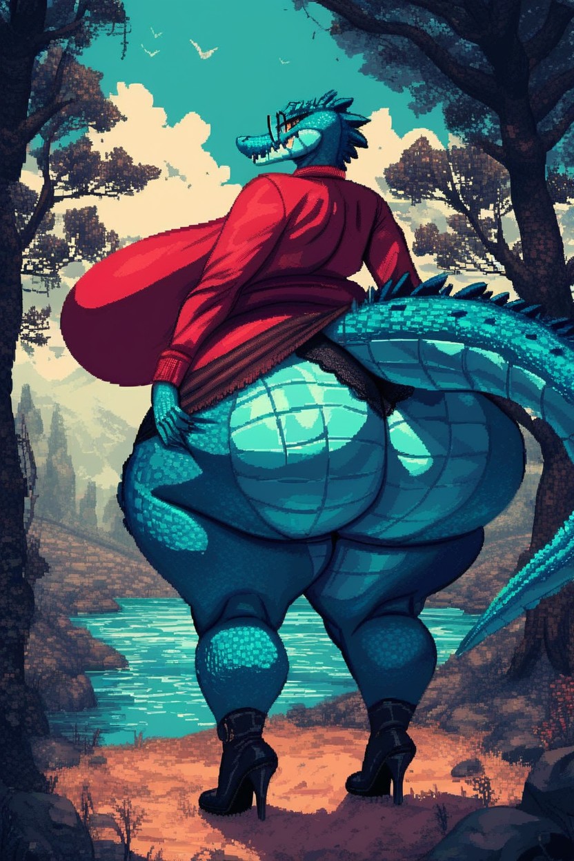 Giant Breasts, Square Glasses, Gigantic Ass Furry AI Porn