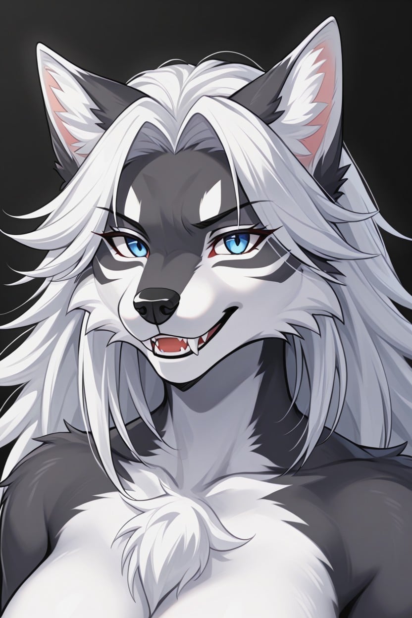 Blue Claws, Half White Fur At The End Of The Tails, Рот Приоткрыт Furry AI Porn