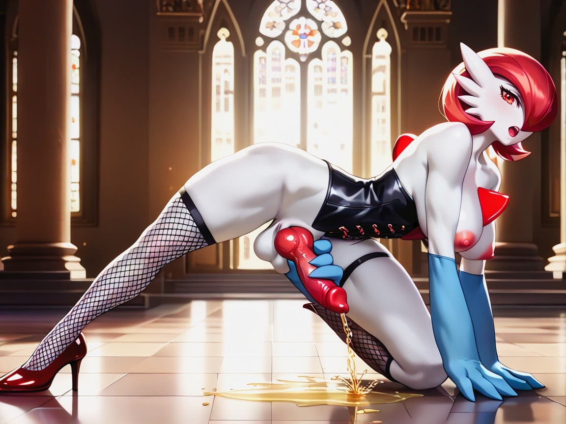 Facing To The Side, Exposed Breasts, Mouth Open Furry AI Porn
