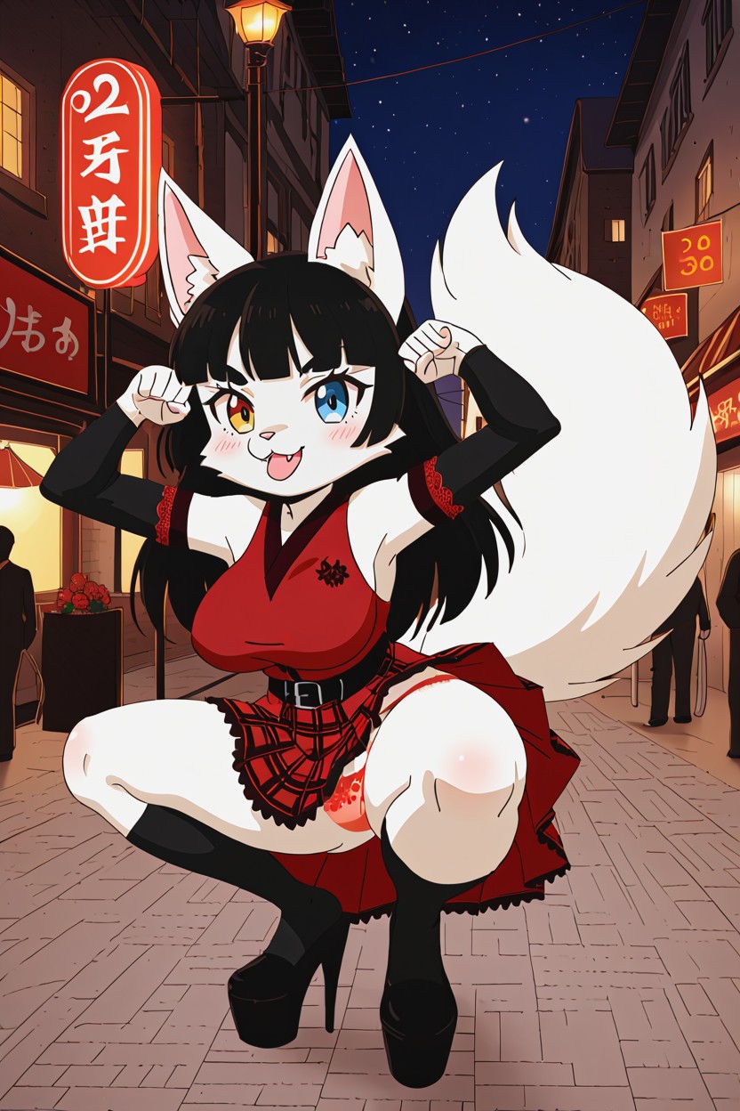 Upskirt, Rigth Gold Eye, Cheeky Dogface Furry AI Porn