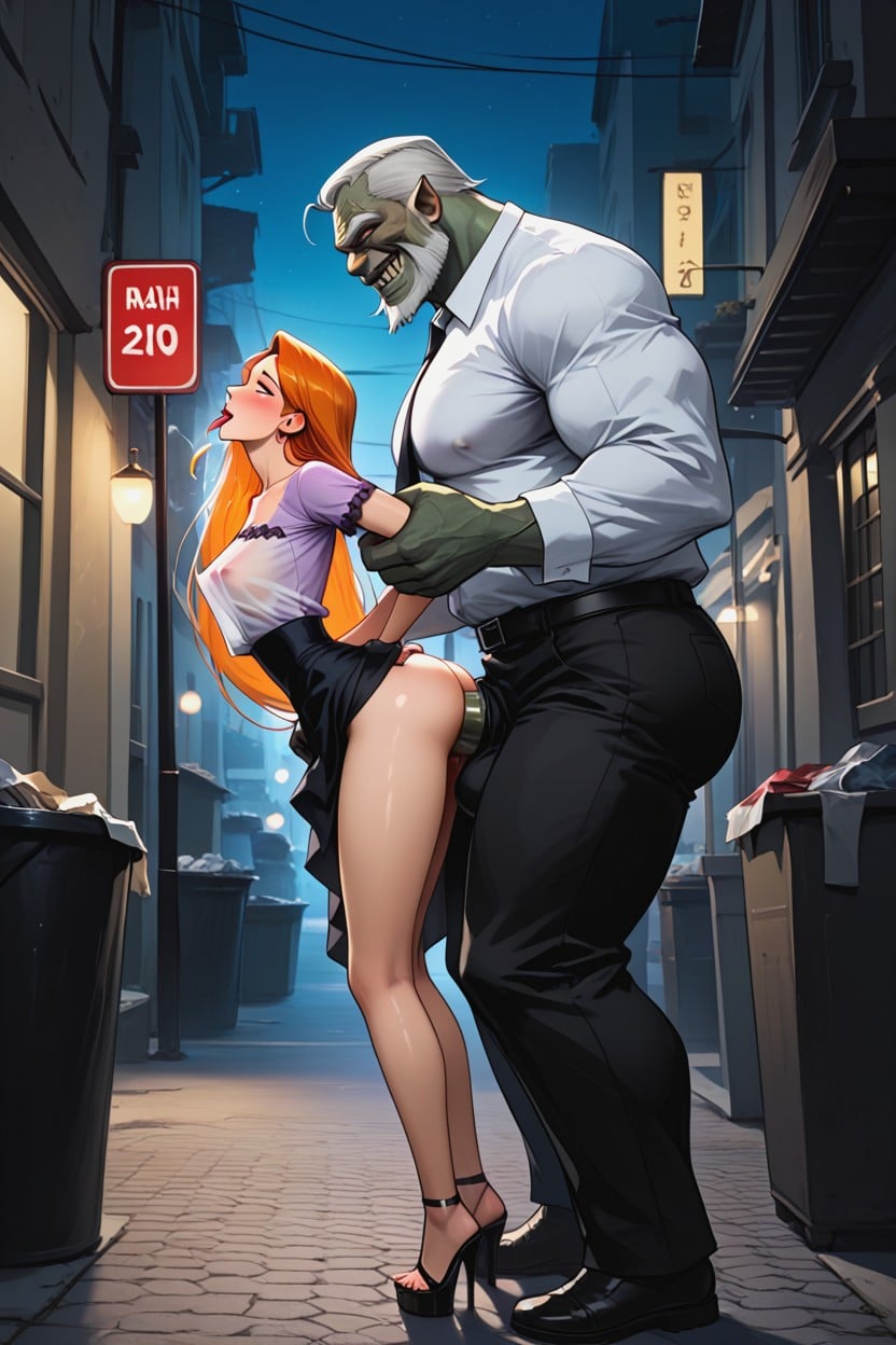 Legs Bent In The Air, Night, Man Much Taller Hentai AI Porn