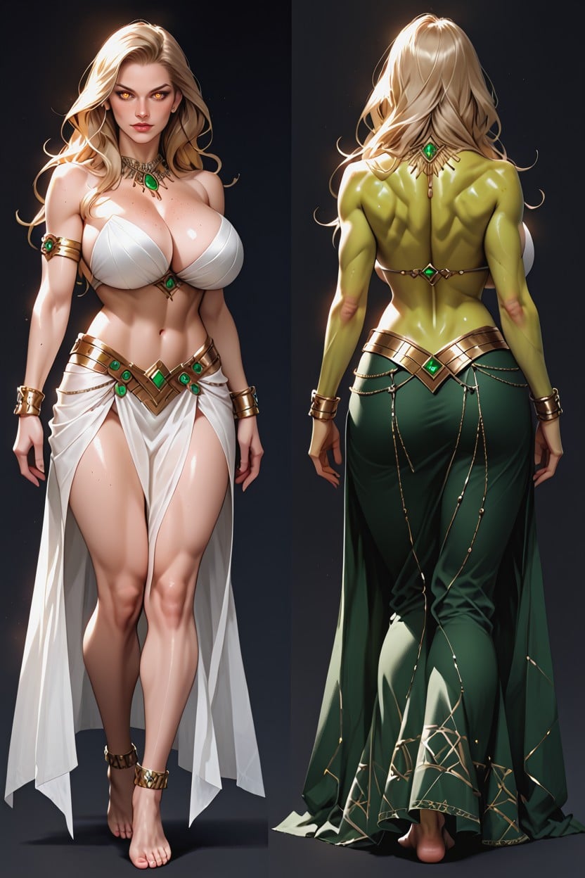 Green Skin, Best Detailed Hair, Naked Legs Hentai AI Porn