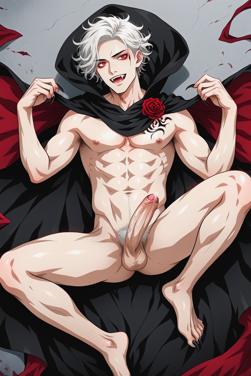 Face, Shaved Body, Fangs AI Gay Porn