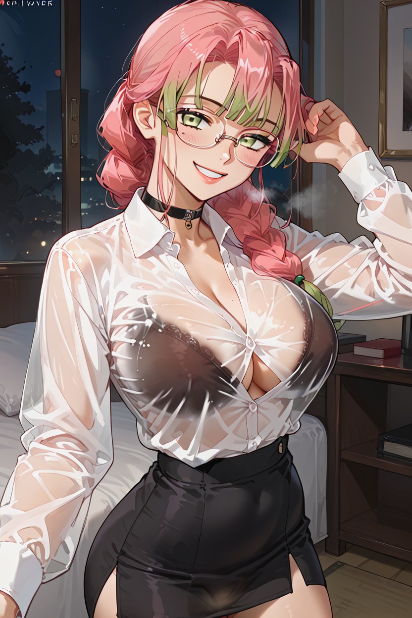 Thick Glasses Frames, Smile, Heavy Breath Hentai AI Porn