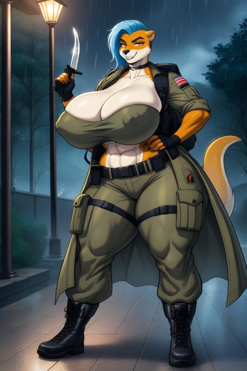 Huge Massive Breasts, Light Blue Hair, Massive Breasts Furry AI Porn