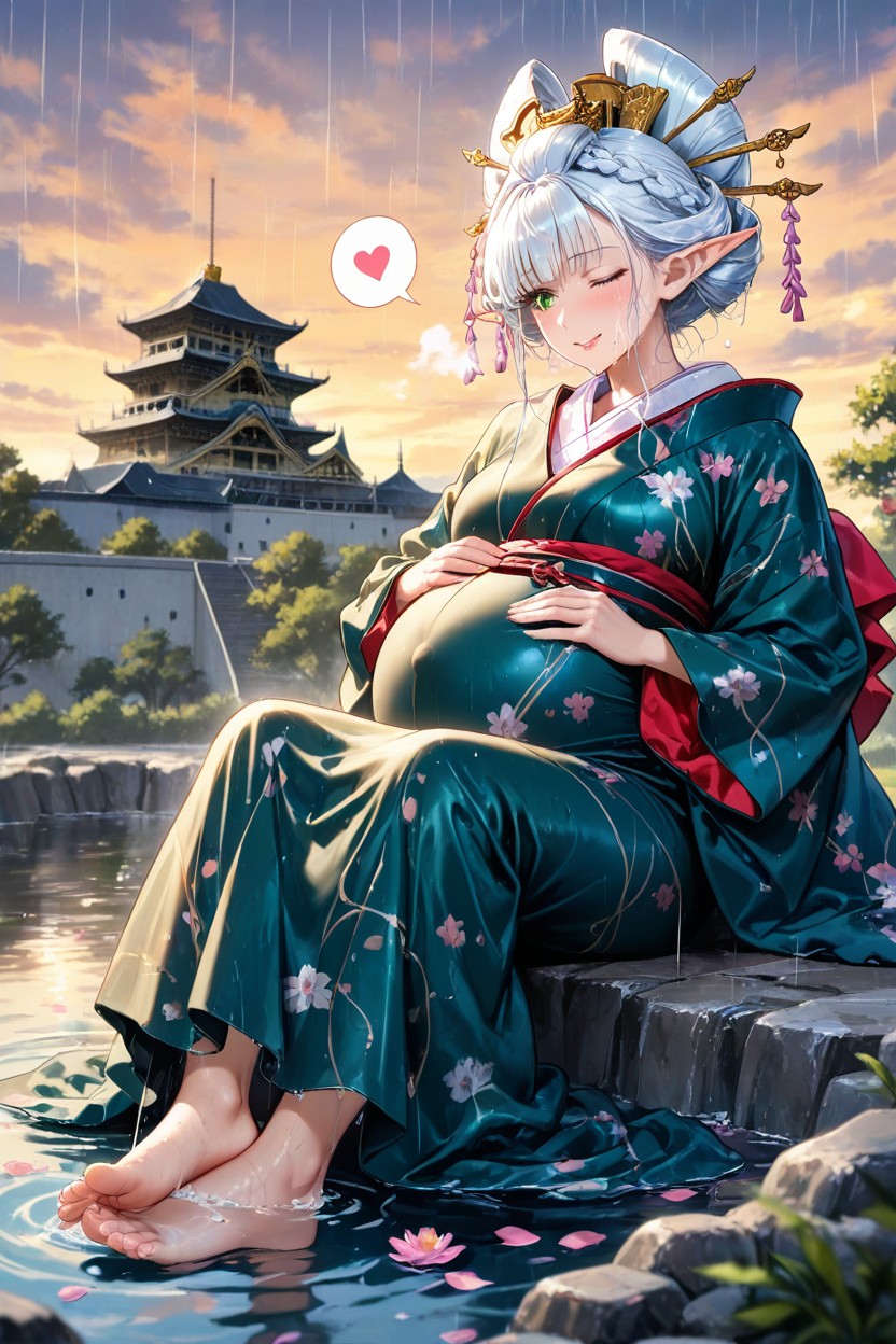 Pregnancy, Elf Female, Hair With Four Colors Hentai AI Porn