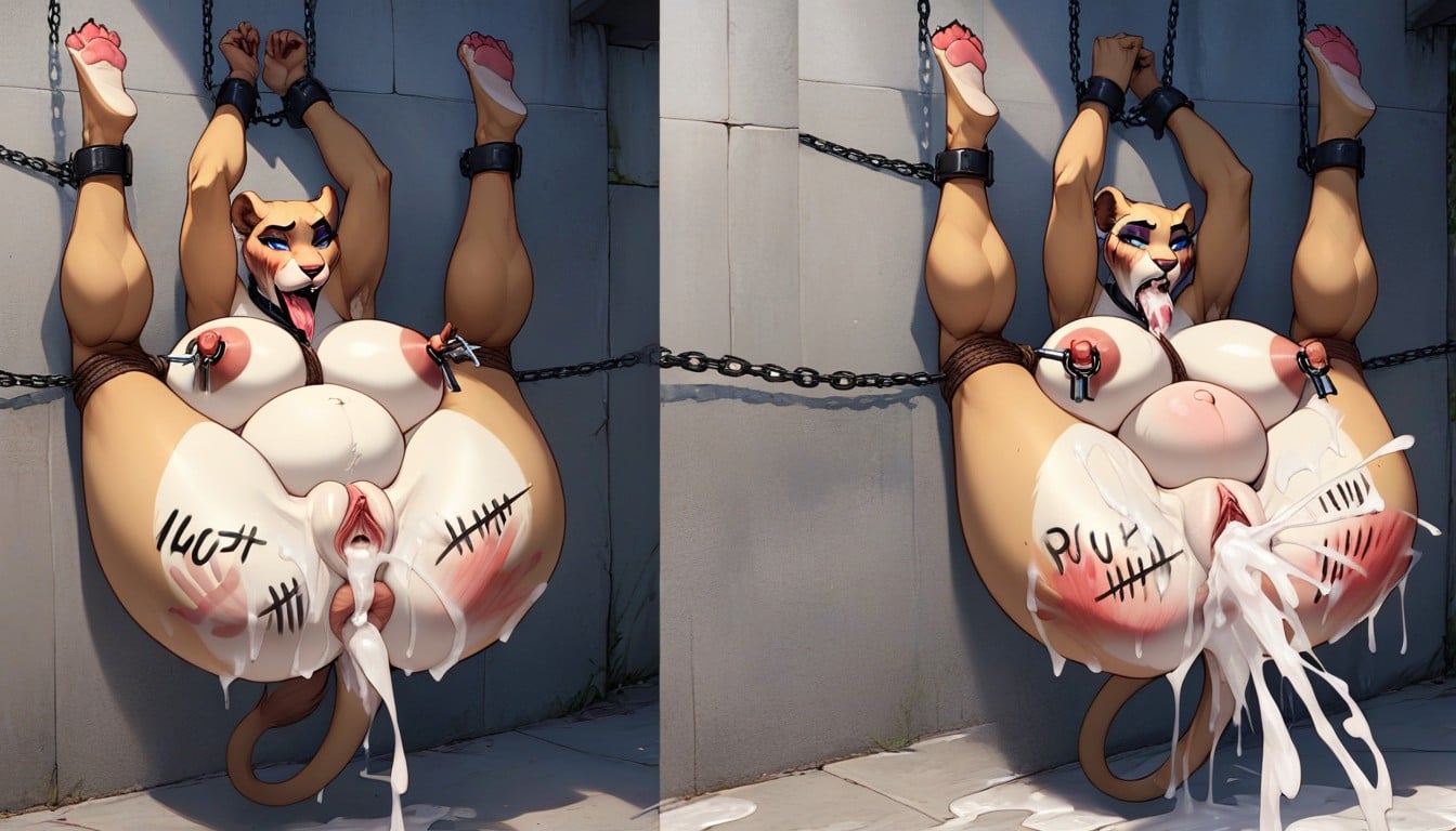 Exposed Pussy, Huge Puffy Anus, Nipples Are Pulled Up Furry AI Porn