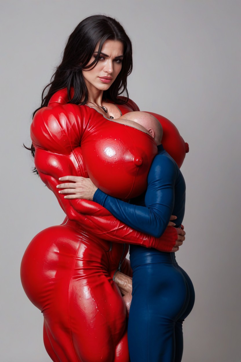 Submissive Male, Long Sleeve Jumpsuit, Colossal Breast Shemale AI Porn