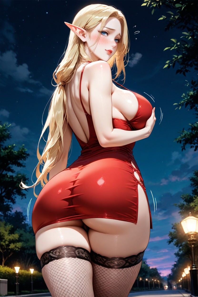 Red Summer Dress, Body, Elf Hentai AI Porn