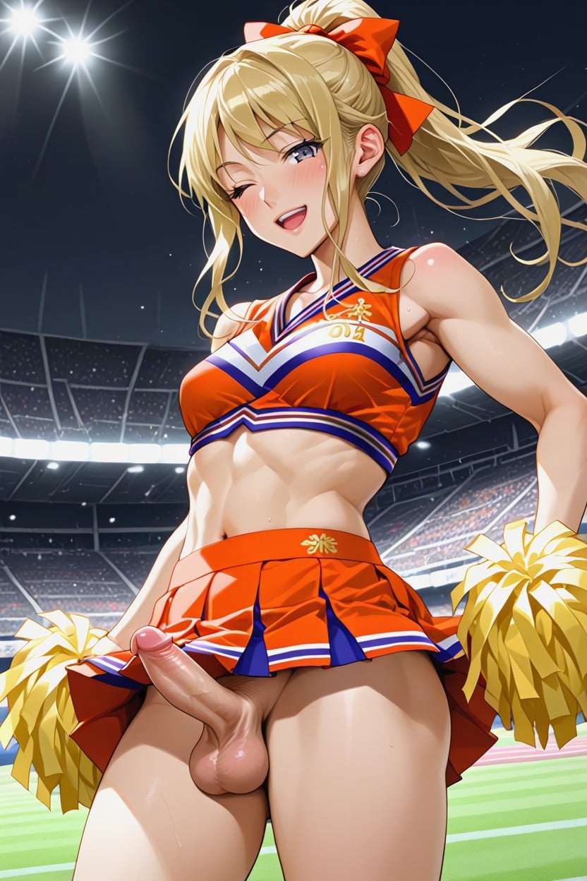 Fit, Blonde Hair, Small Breasts Shemale AI Porn