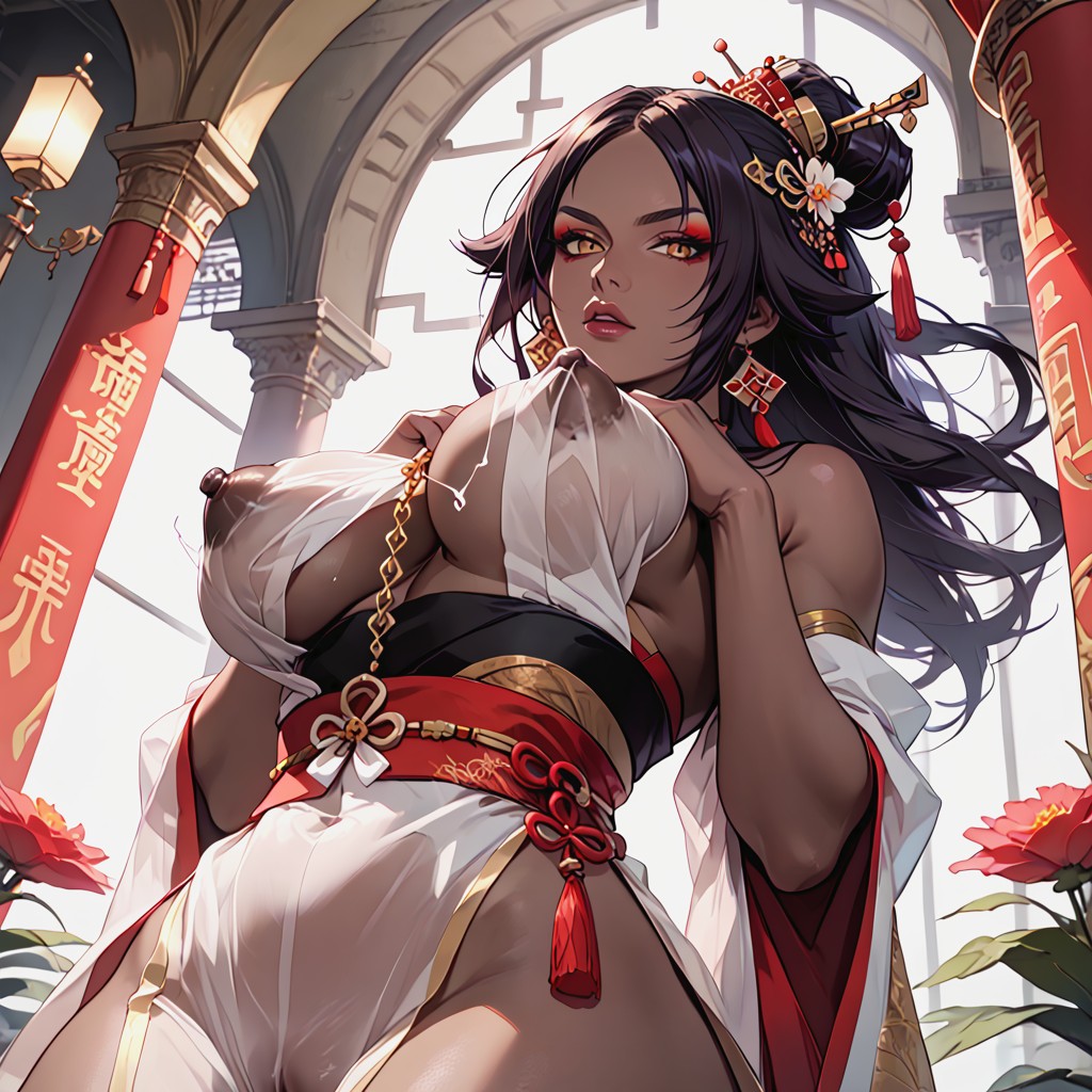 Volumetric, Luxurious Hair Ornament, No Penis Titfuck Hentai AI Porn