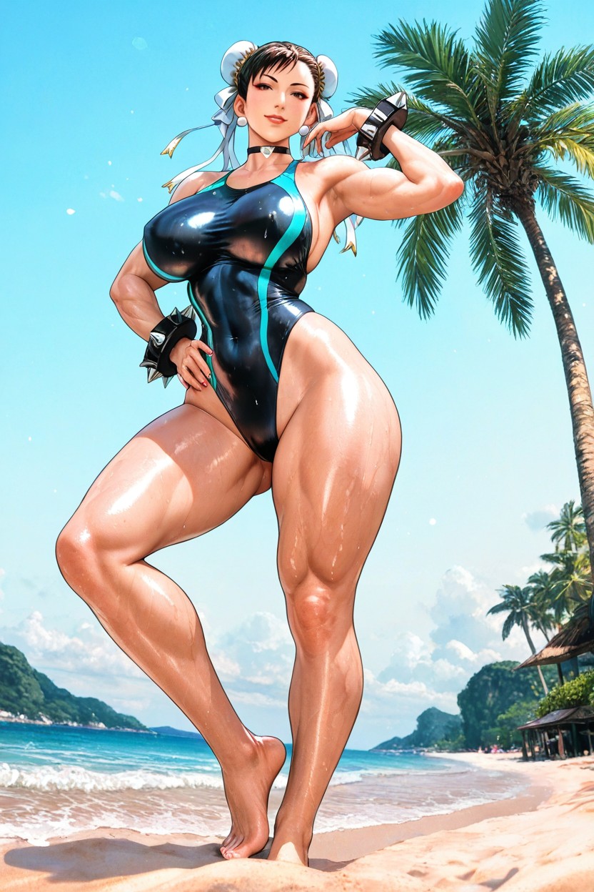 Voluptuous, Vibrant Colors, Muscular Yet Curvaceous Build Hentai AI Porn