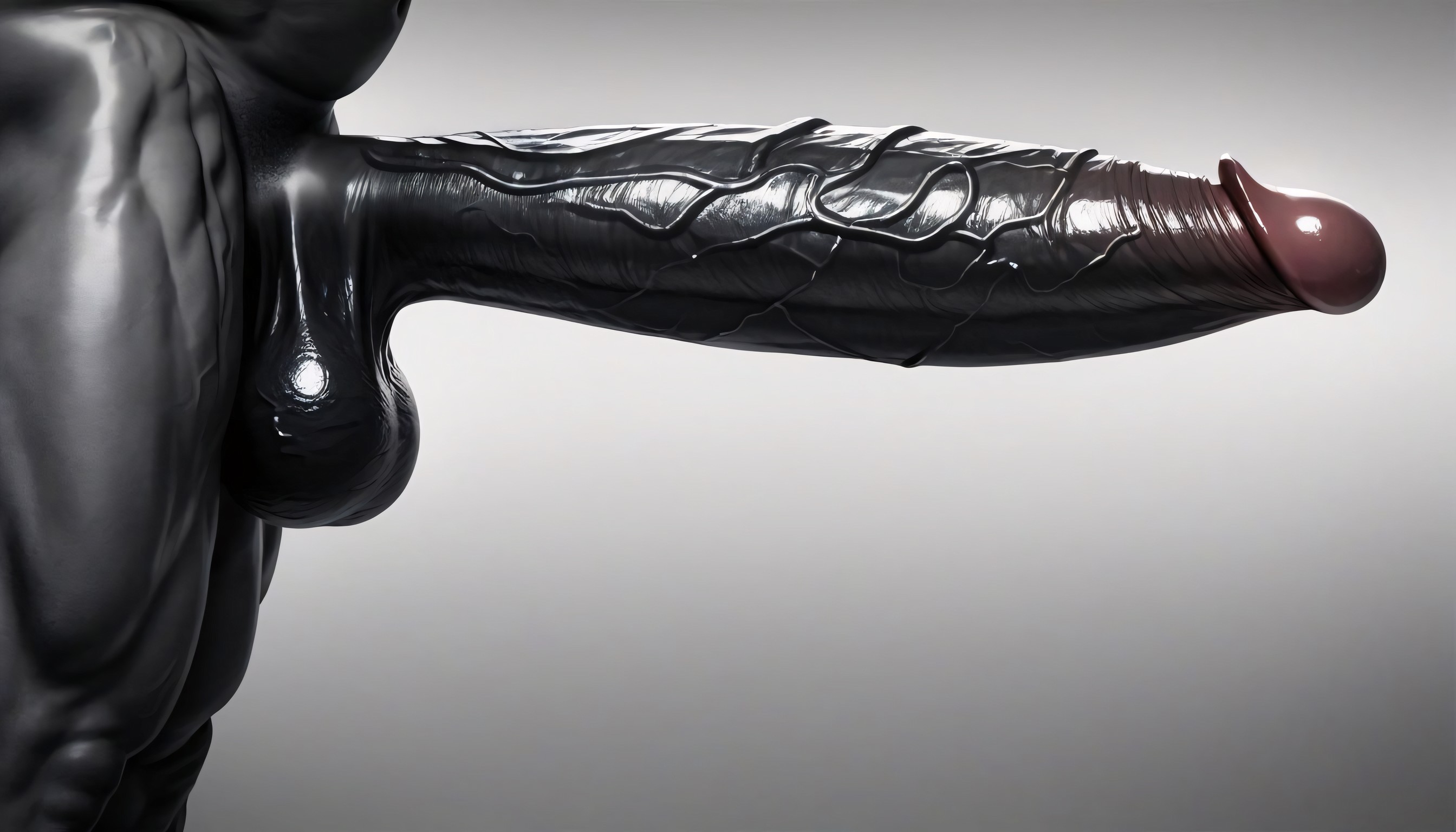 Full View Of Penis And Balls, Only One Dark Black Male, Solo Cock AI Gay Porn