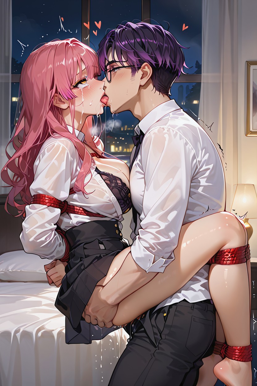 Heart Eyes, Unbuttoned Shirt, Female Hentai AI Porn