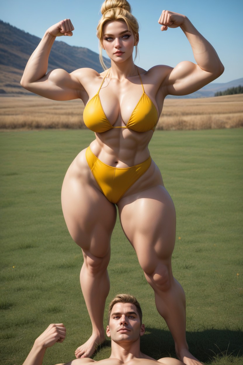 Arms Up, Strong Jaw, Standing AI Porn