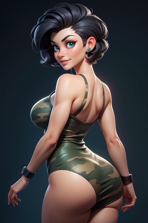 Tall Thick And Curvy Perfect Body, Sexy Smile, Pixie Cut Hentai AI Porn