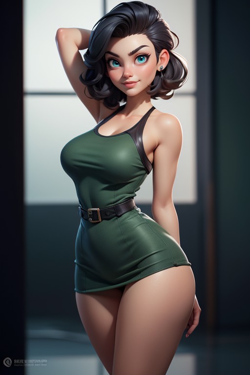No Hair At The Back Of Her Head, Mini Skirt, One-piece Swimsuit Hentai AI Porn