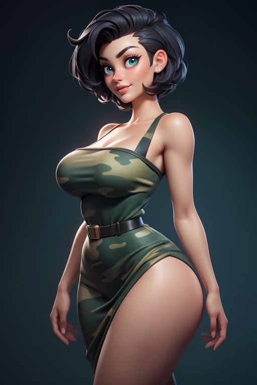 Side View, One-piece Swimsuit, Gi Joe Beautiful Gorgeous Face Hentai AI Porn