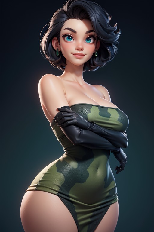Thick And Curvy Body, Sexy Woman, Shaved Bald On The Sides Of Head Hentai AI Porn