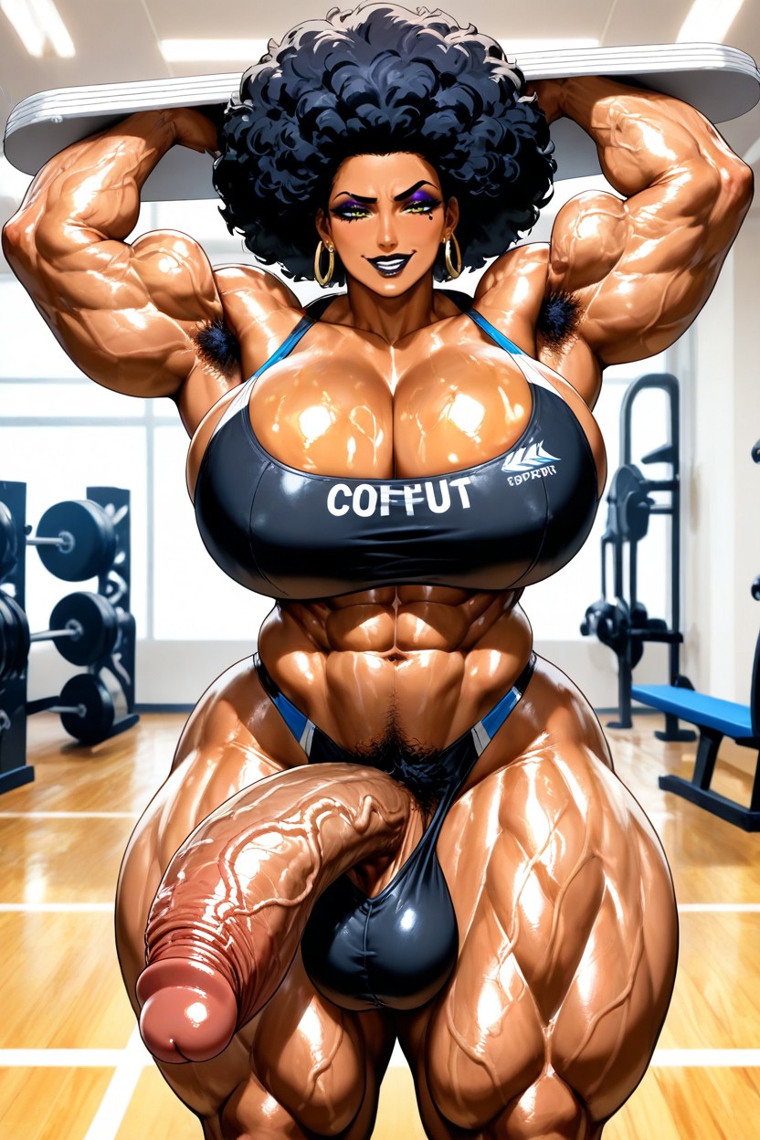 Gigantic Washboard Abs, Thick Legs, Thick Pubic Hair AI Porn