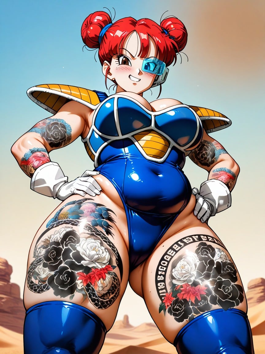 Model Pose, Saiyan Scouter Over Ear And Eye, Standing Hentai AI Porn