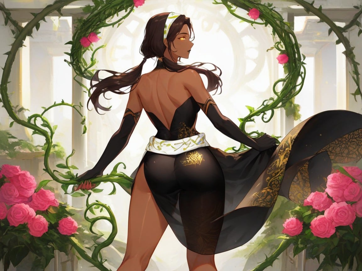 Sharp Brown Feline Eyes, Latina, Shading Effects Hentai AI Porn