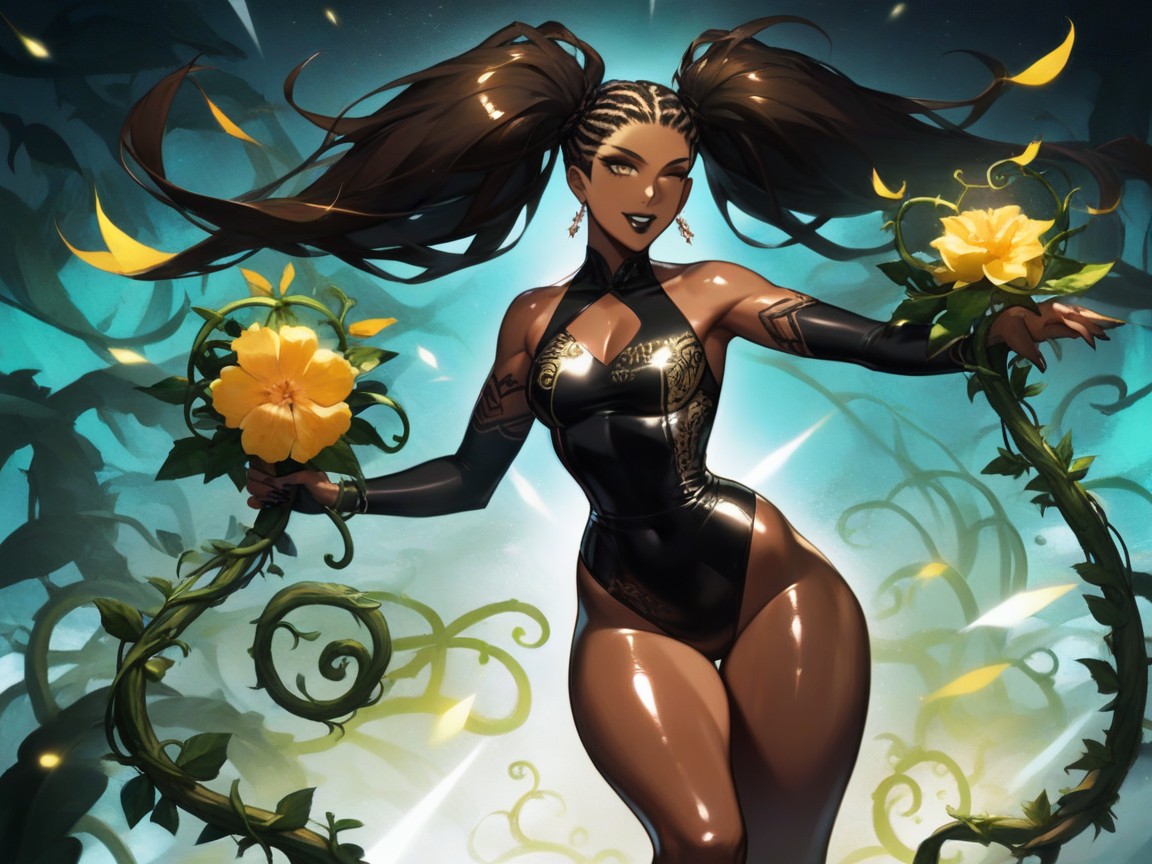 Wide Round Hips, Dark Brown Skin, Print Headband Porno IA