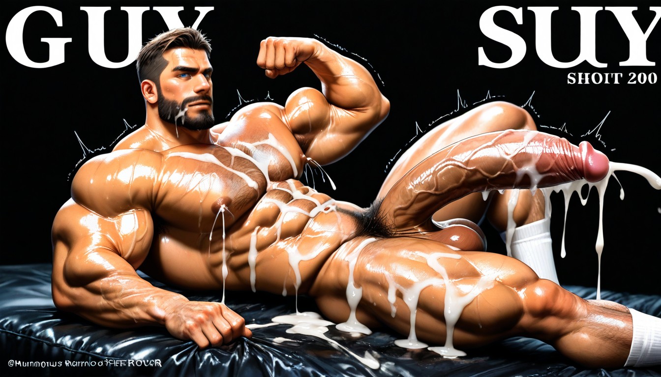 Hyper Realistic Photo, Cum On Arms, Big Thick Penis Porno IA Gay