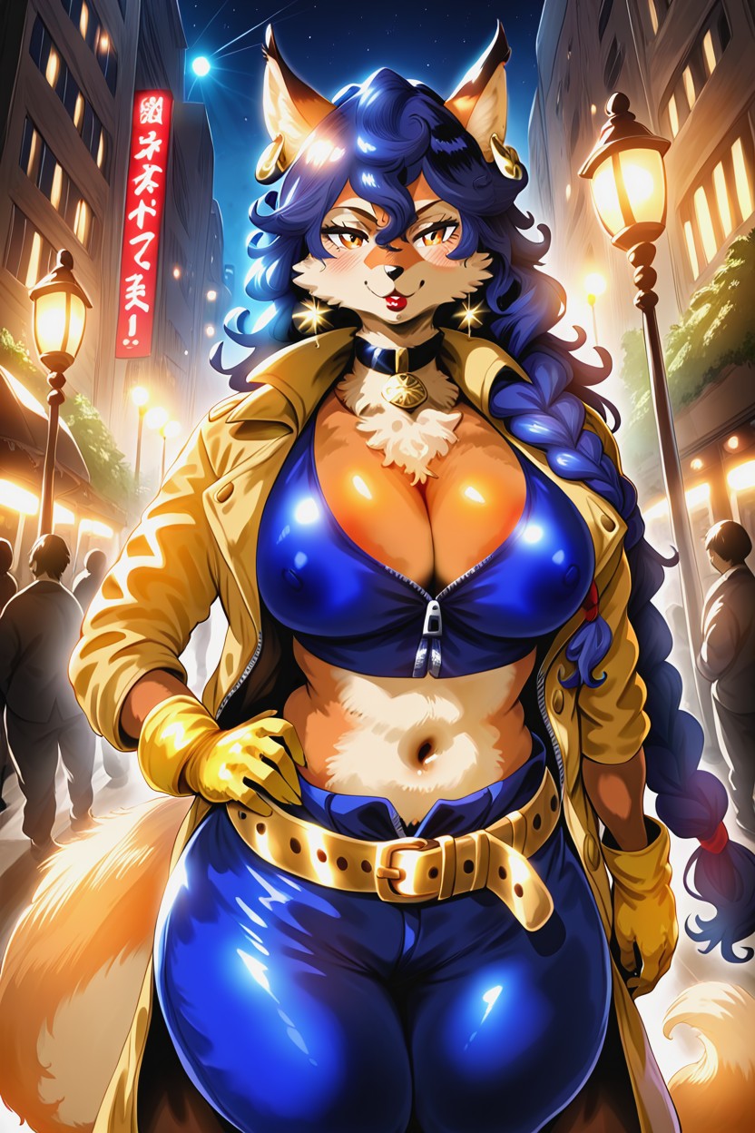 Blue Hair, Paris, Earring Furry AI Porn