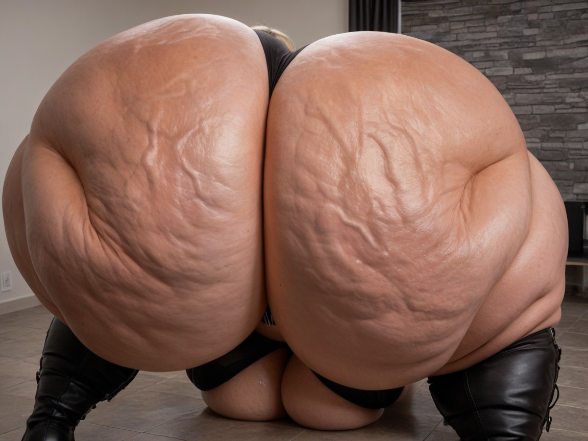 Add Extreme Hyper Cellulitis To Entire Surface Area Of Ass, Sweaty, Intense Veins BBW AI Porn