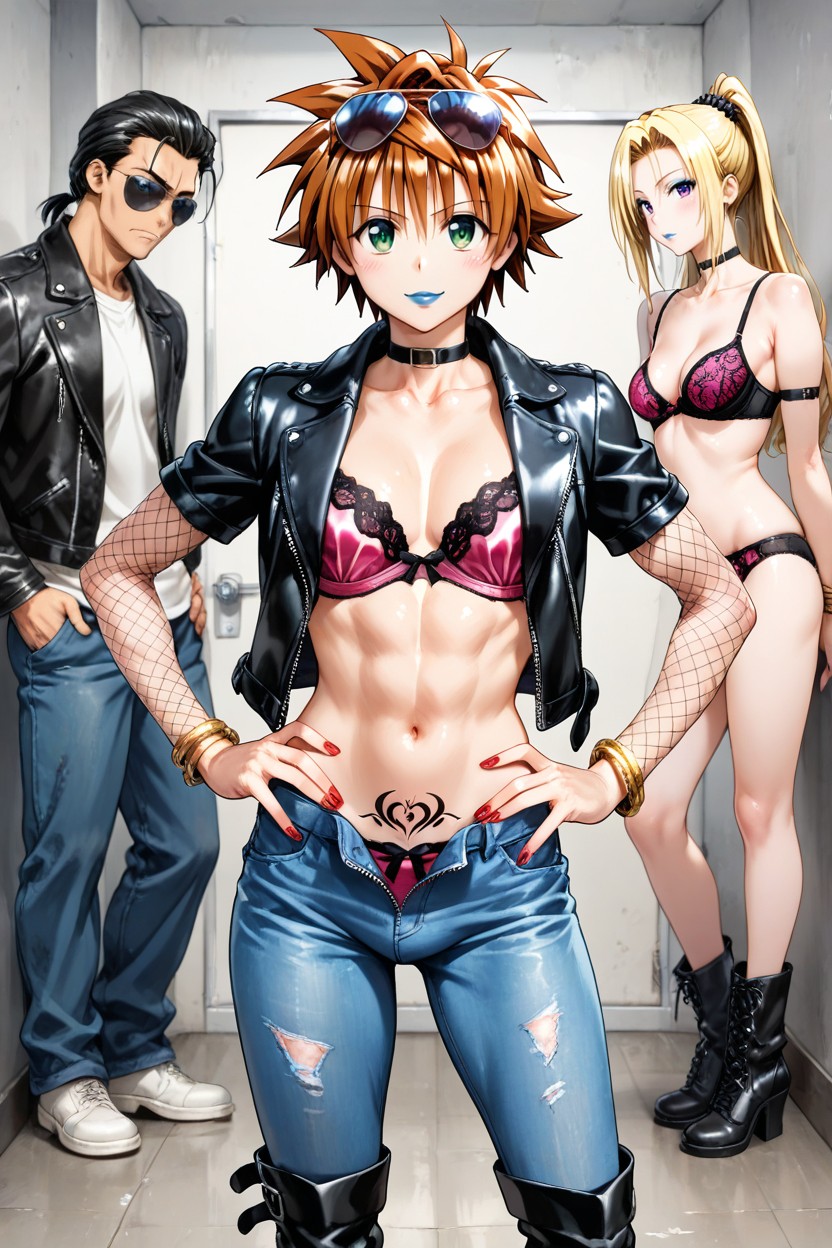 1 Person, Blue Jeans, Ponytail AI Gay Porn