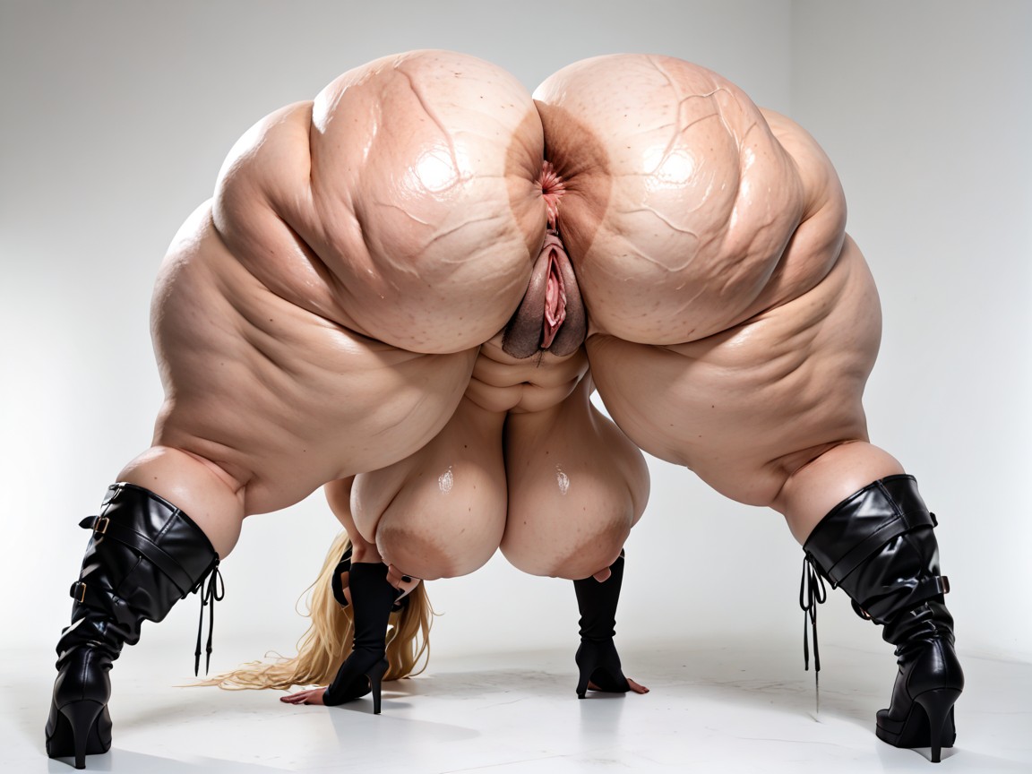 Oversized Pussy, Knee High Leather Boots, Thick Thighs BBW AI Porn