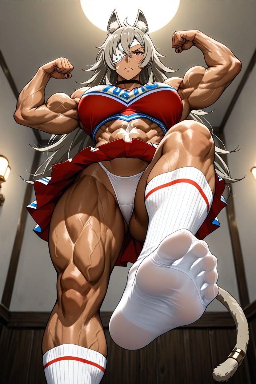 One Leg Up Socks Soles Showing, No Shoes, Tube Socks Hentai AI Porn