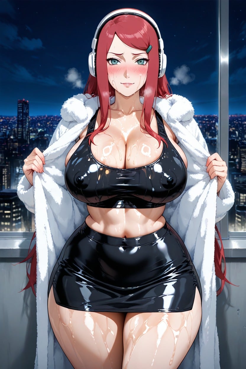 Mini Skirt, Headphones, Erect Nipples Hentai AI Porn