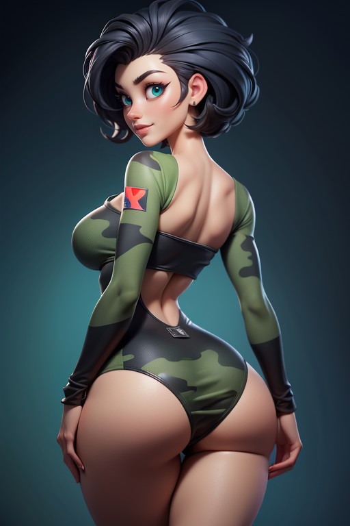 One-piece Swimsuit, Thick And Curvy Body, Correct Body Proportions Hentai AI Porn