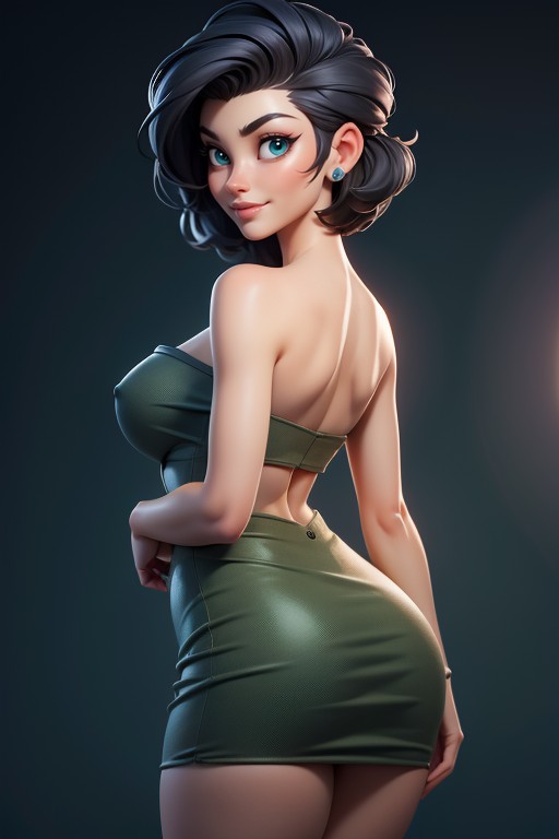 No Hair At The Back Of Her Head, Tall Thick And Curvy Perfect Body, Sexy Smile Hentai AI Porn
