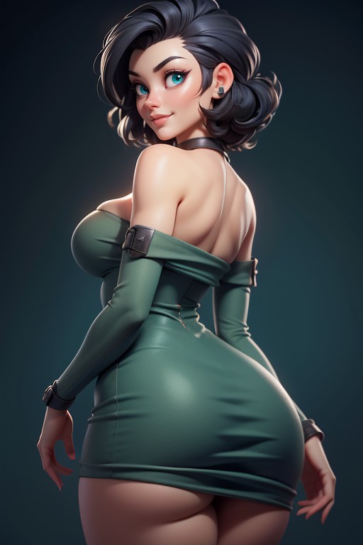 Sexy Smile, Strapless Top, Mohawk Hairstyle Shaved Bald On The Sides Hentai AI Porn