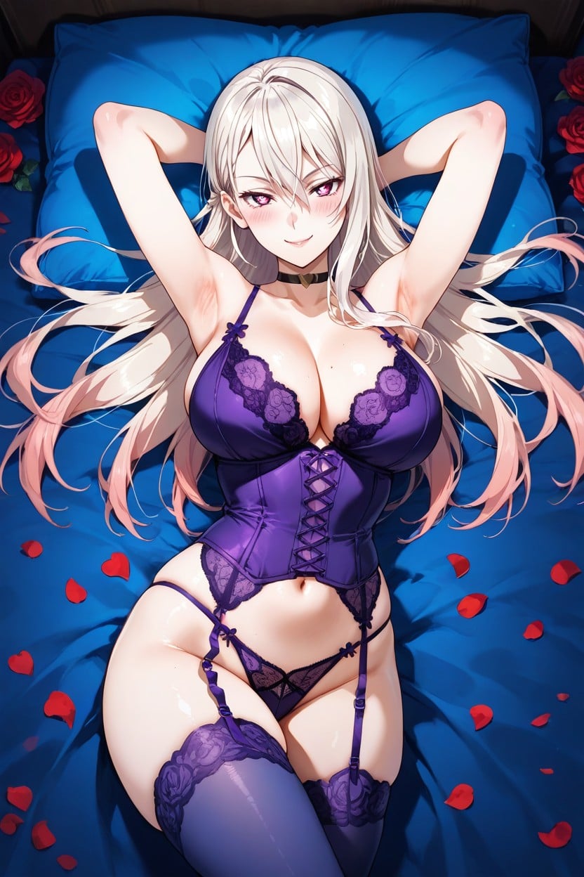 Blue Lighting, Hair, Flower Pattern Hentai AI Porn
