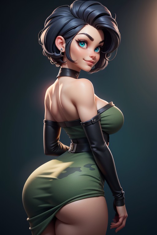 No Hair At The Back Of Her Head, Rear View, Head Bald On The Sides Hentai AI Porn
