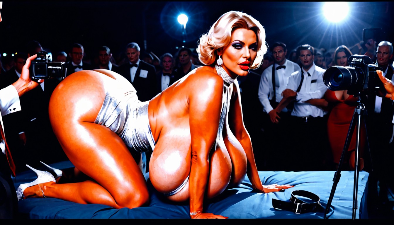Many People Standing Around, Breast Expansion, Silver Screen Beauty AI Porn