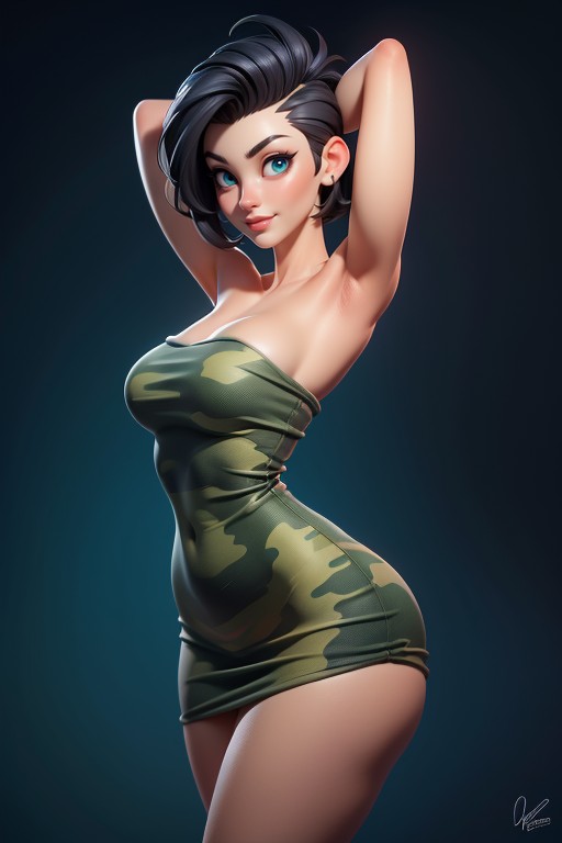 Gi Joe Beautiful Gorgeous Face, Black Hair In A Mohawk Hair Style, Blue Eyes Hentai AI Porn