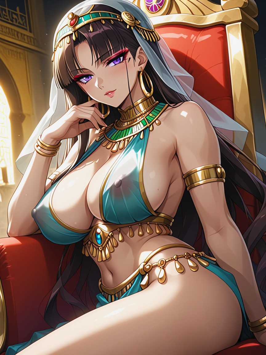 Palace, Throne Chair, Dimly Lit Hentai AI Porn