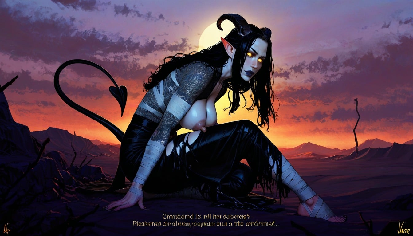 Side View, Desert, Incase Art Style AI Porn
