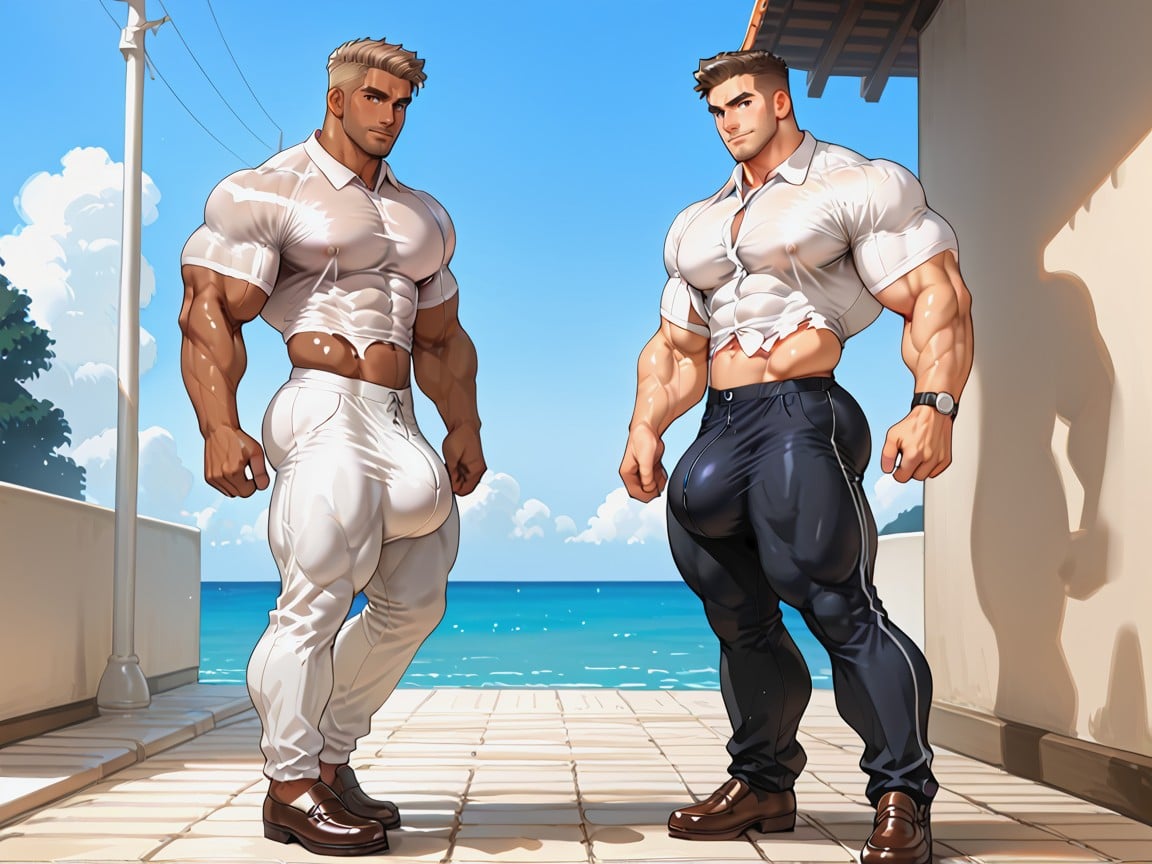 Thick Neck, Brown Buzz Hair, Gay Porno IA Gay