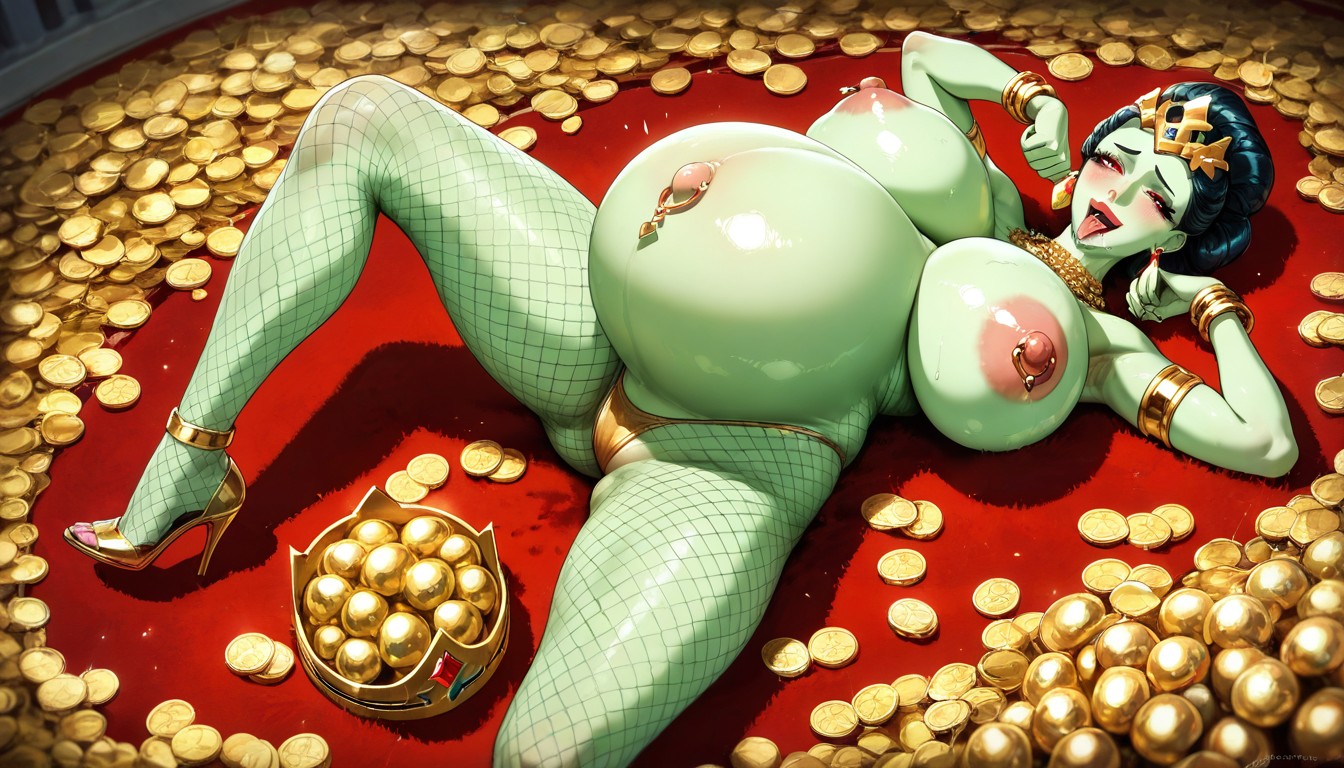 Huge Belly About To Burst, Wooden Chests Of Gold, Very Blushed Hentai AI Porn