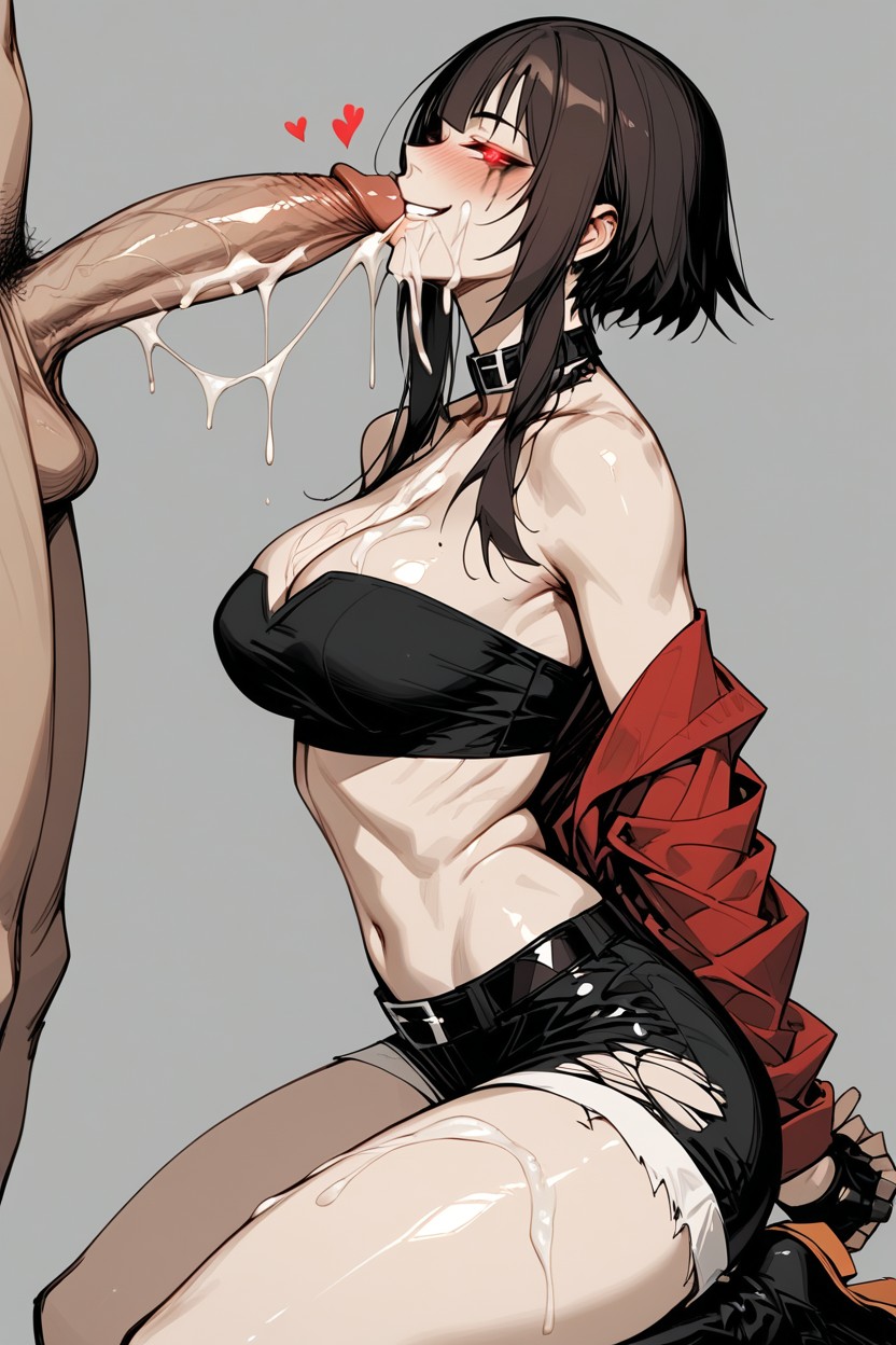 Looking Up At Penis, Heart Eyes, Girthy Cock Hentai AI Porn